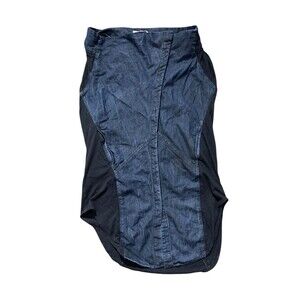 helmut lang new york sleeveless Asymmetric top button up dark denim